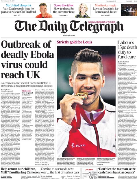 Newspaper Thread And Front Pages Wednesday 30 July 2014