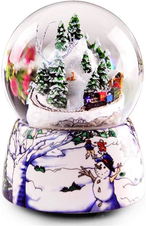 100mm Snow Mountain And Train Musical Snow Globe With Led Light And