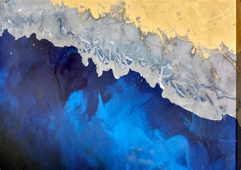 Blue And Gold Painting With Black And Silver Highlights Abstract Art