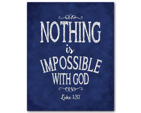 Nothing Is Impossible With God Bible Verse Typography Art Print