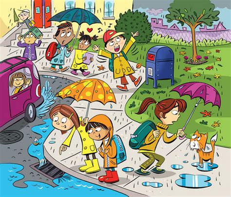 Can You Spot The 6 Words Hidden In This Rainy School Scene