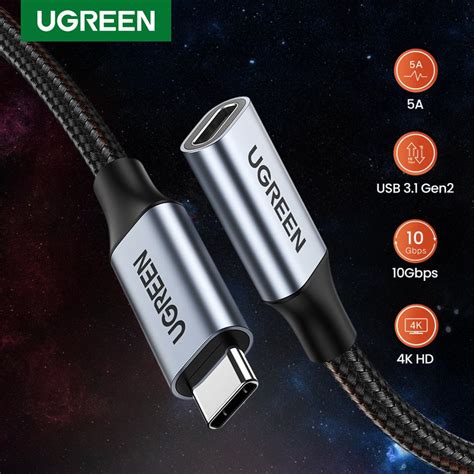 Ugreen Usb C Extension Cable Usb Type C 31 Gen 2 Male To Female Fast