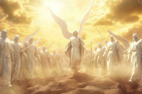 Angels With The Messiah Jesus Leading In Heaven Ai Generated 23775727