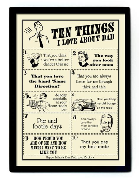 Ten Things I Love About Dad Fathers Day Print By Teaonesugar