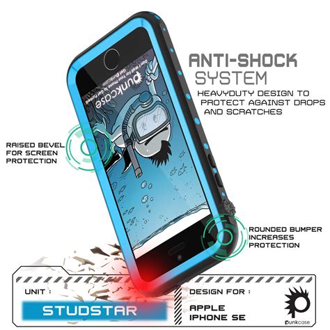 Iphone Se5s5 Waterproof Case Punkcase Studstar Light Blue Water