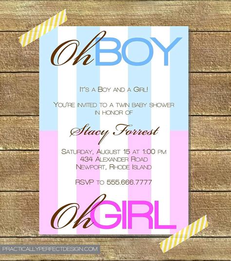 Guess what, her baby is the baby shower party theme is twin girl. Twin Baby Shower Invitation Boy AND Girl