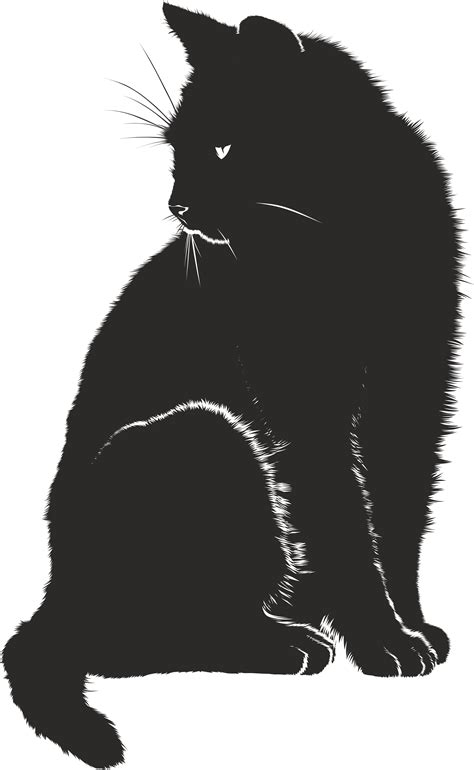 Monochrome vector image of cats head. Free Clipart Of A Black and White Sitting Cat