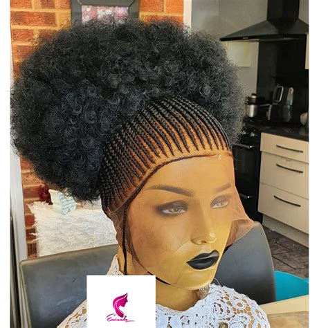 Shantania Updo Cornrow With Puff Grey Colour Braided Wigs Store Uk