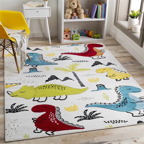 Kids Dianosour Colorful Jungle Playroom Area Rug Boutique Rugs