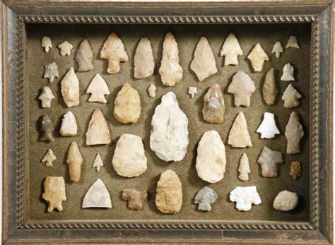 Arrowhead Collection4 In A Bradleys Custom Frame Indian Artifacts