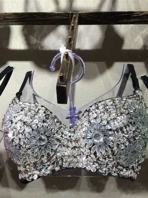 Glitter Bra With Silver Sequins And Jeweled Beaded Flower Accents Lana