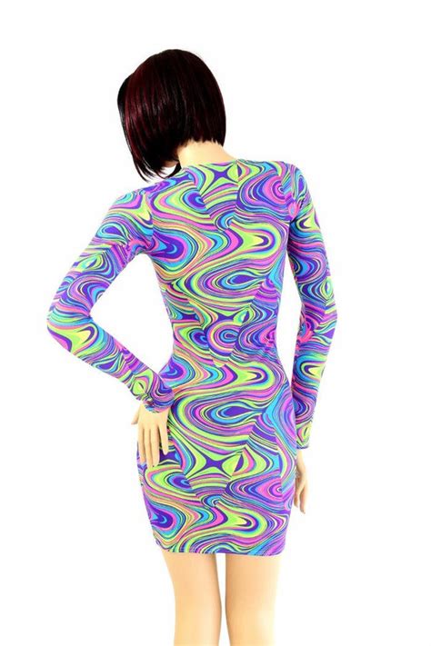 Neon Glow Worm Long Sleeve Dress Coquetry Clothing
