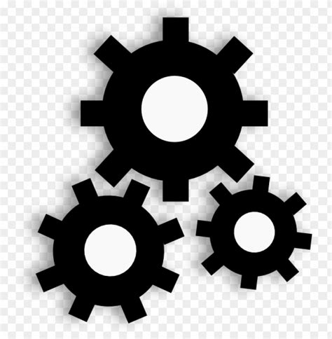 Free Black And White Gears Icon Png Transparent With Clear Background
