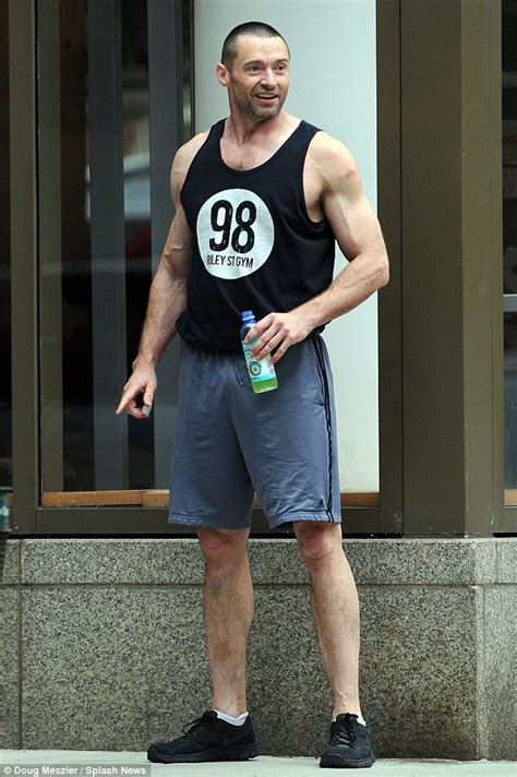 Hugh Jackman Shows Off His Bulging Biceps As He Works Out In New York Daily Mail Online