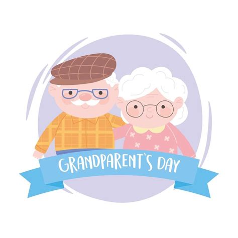 feliz día de los abuelos abuelo y abuela tarjeta de felicitación de dibujos animados kawaii