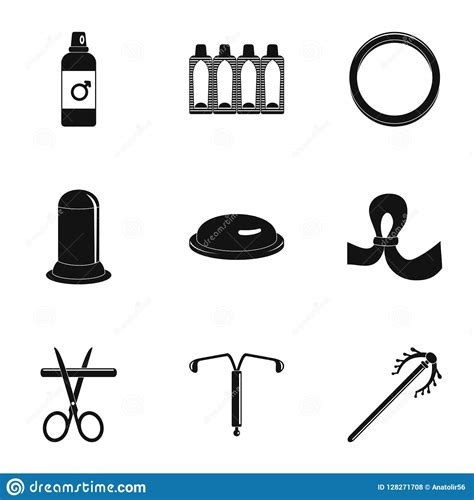 contraception icon set simple style stock vector illustration of black date 128271708