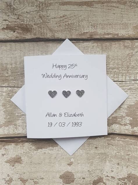 Personalised 25th Wedding Anniversary Card Silver Wedding