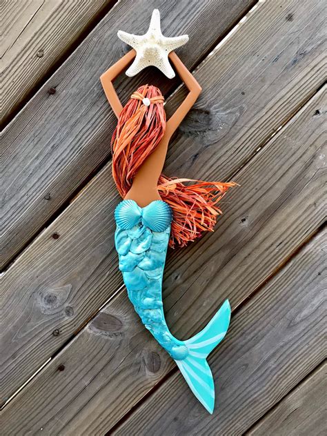 Large Wooden Mermaid Decor Mermaid Wall Hanging Beachy Etsy