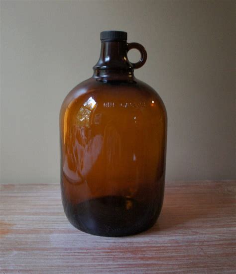 Vintage Amber Glass Gallon Jug With Lid