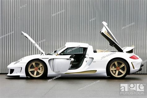 Porsche Gemballa Mirage Gt White Openly Side View Stock Photo