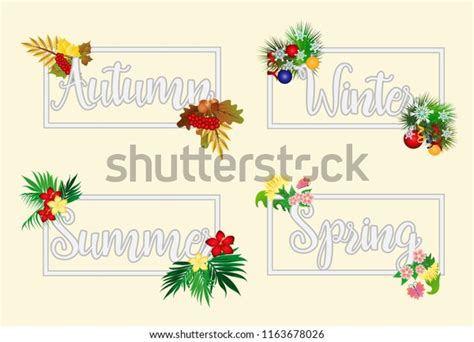 Four Seasons Banners Vector Illustration Stock Vector Royalty Free