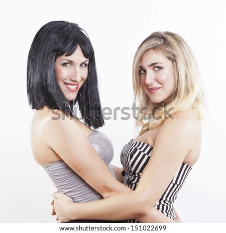 Man kann dies nicht verallgemeinern. Two Women Hugging Smiling Stock Photo (Royalty Free ...
