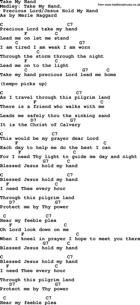 Take My Hand By Merle Haggard Lyrics And Chords