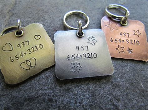 Hand Stamped Pet Id Tag Personalized Petdog Tag Dog Etsy