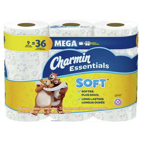 Charmin Essentials Soft Toilet Paper 9 Mega Rolls