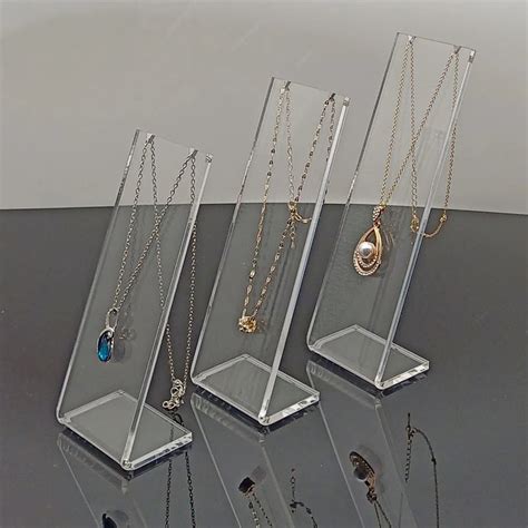 Modern Elegant Clear Acrylic Necklace Display Stands Jewelry Trade Show