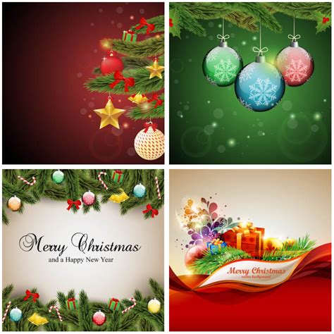 Decorative Christmas Greeting Cards Vector Vector Graphic Freebies