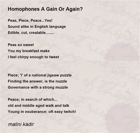 Homophones A Gain Or Again Homophones A Gain Or Again Poem By