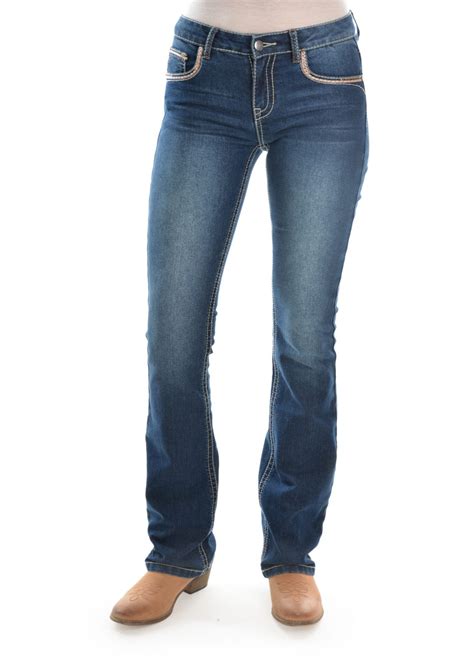 Pure Western Womens Emma Bootcut Jeans Outback Whips And Leather