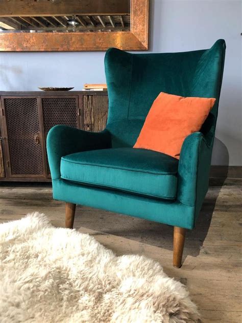 Green Velvet Wingback Chair Accent Chair Etsy Velvet Wingback Chair