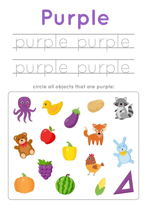 Premium Vector Color Recognition Worksheet For Kids Purple Color