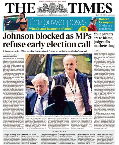 Pm Cornered How The Papers Covered Johnsons Horror Day In Commons Politics News Fashion Blog