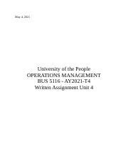 Wa Unit Om Docx May University Of The People Operations