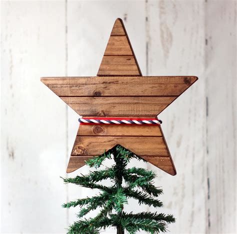 Patriotic Star Tree Topper Rustic Wood Tree Topper Christmas Home
