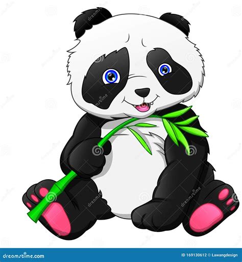 Cute Panda Holding Bamboo Stock Vector Illustration Of Animal 169130612