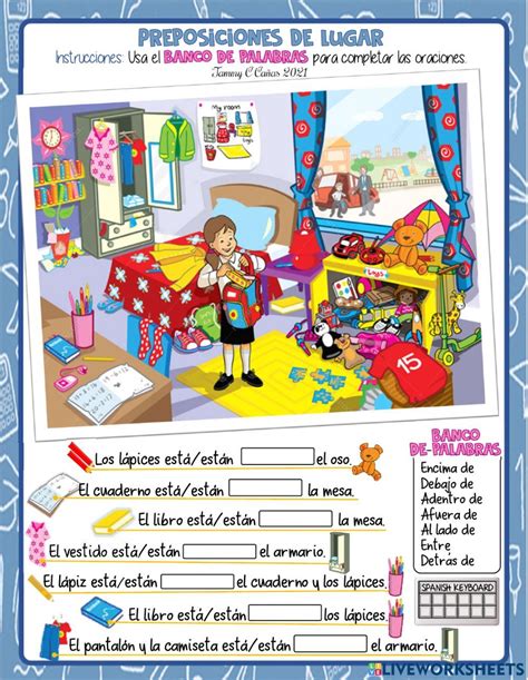 Pdf Online Worksheet Preposiciones De Lugar Spanish Classroom