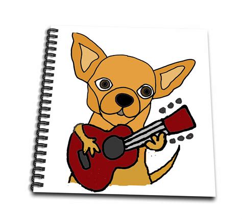 3drose Funny Cute Chihuahua Puppy Dog Playing Guitar Drawing Book 8