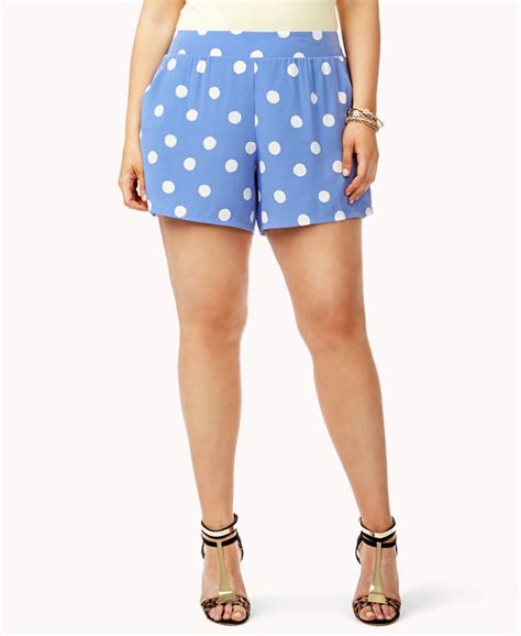 Polka Dot Shorts Periwinkle Ivory Plus Size Outfits Fashion Clothes