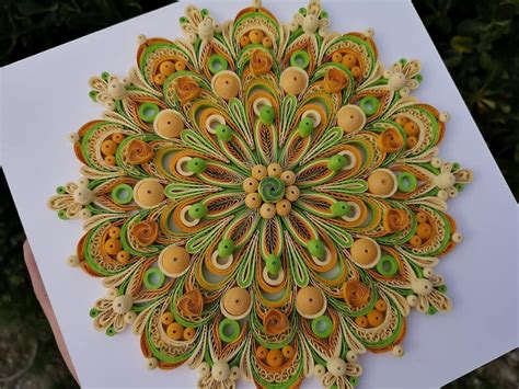 Paper Yellow Mandala Paper Quilling Mandala Quilling Wall Art Lotus