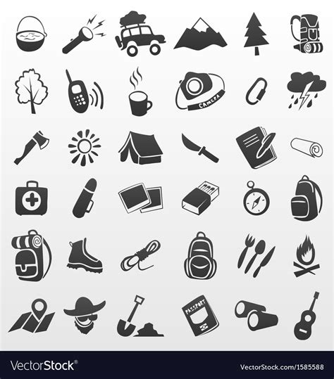Camping Icons Travel Royalty Free Vector Image