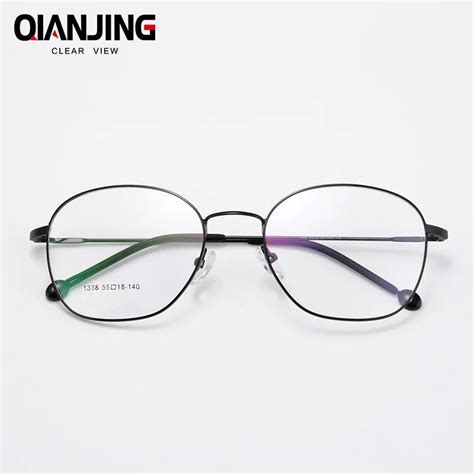 Qianjing Korean Glasses Frame Retro Full Rim Gold Eyeglass Frame