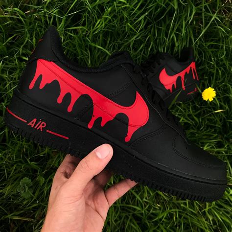 Red Drip Air Force 1 Custom In 2020 Custom Shoes Diy Red Nike Shoes