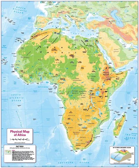 Physical Map Of Africa Small Wall Map Cosmographics Ltd