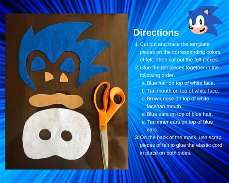 Printable Sonic Mask Template Diy Sonic Mask Blue Hedgehog Etsy Australia