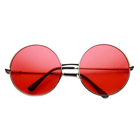Womens Fashion Oversized Color Tint Lens Metal Circle Round Sunglasses Round Sunglasses