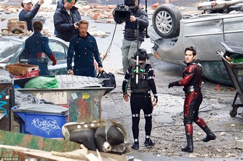 Robert Downey Jr Evans And Rudd Laugh On Avengers 4 Set Daily Mail